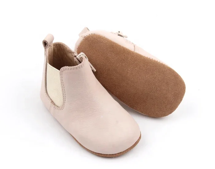 Top-Level Waxed Leather Soft Sole Brown Baby Indoor Shoes Baby Chelsea Ankle Boots