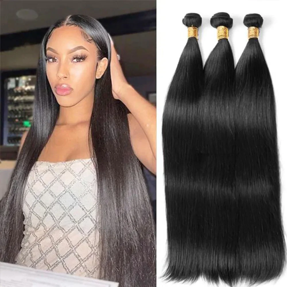 Brasilianische 30 32 Zoll Raw Virgin Unbehandelt 100% Echthaar Extensions Knochen gerade_voghion.com