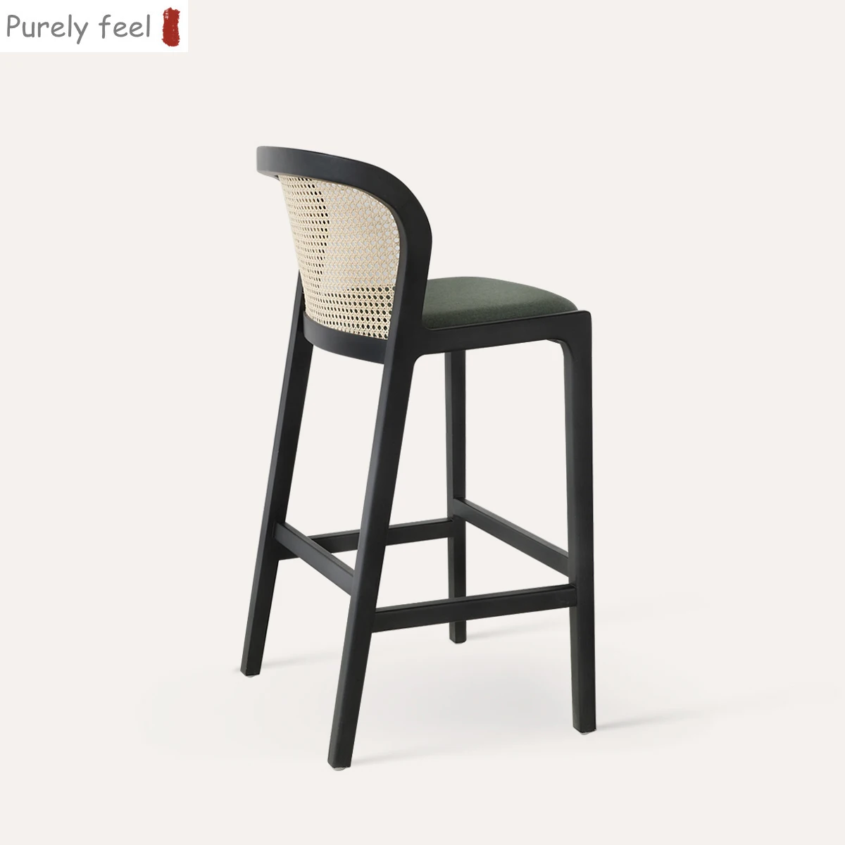 Restaurant bar Chair Solid Wood Light Luxury Rattan Retro Leisure bar Chair Nordic Home Modern Simple High Stool