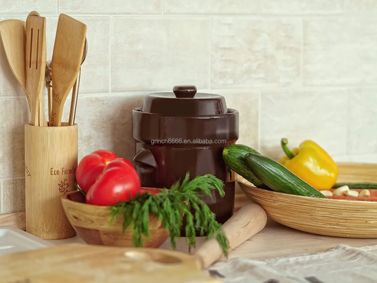 Naisfei Pesi per fermentazione in vetro con manico facile da impugnare, confezione da 2 barattoli in vetro fermentato Kimchi pesanti per decapaggio e barattoli di muratore, coperchi per fermentazione