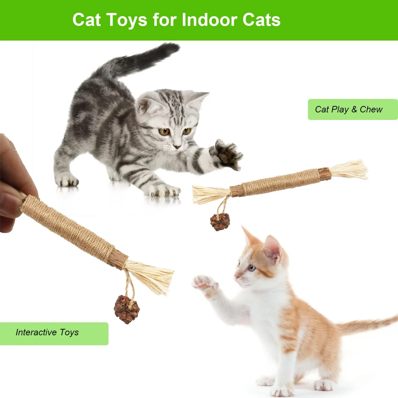 Cat Toys Natural Indoor Interactive Catnip Teeth Cat Chew Toy Matatabi Stick for Cats