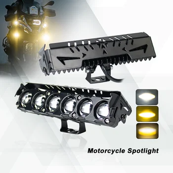 Motorcycle Spotlight Dual Color LED Headlight Six Eye Spotlight High and Low Beam Waterproof Electric Headlight Modification