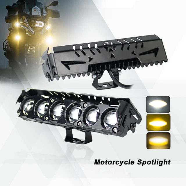 Motorcycle Spotlight Dual Color LED Headlight Six Eye Spotlight High and Low Beam Waterproof Electric Headlight Modification