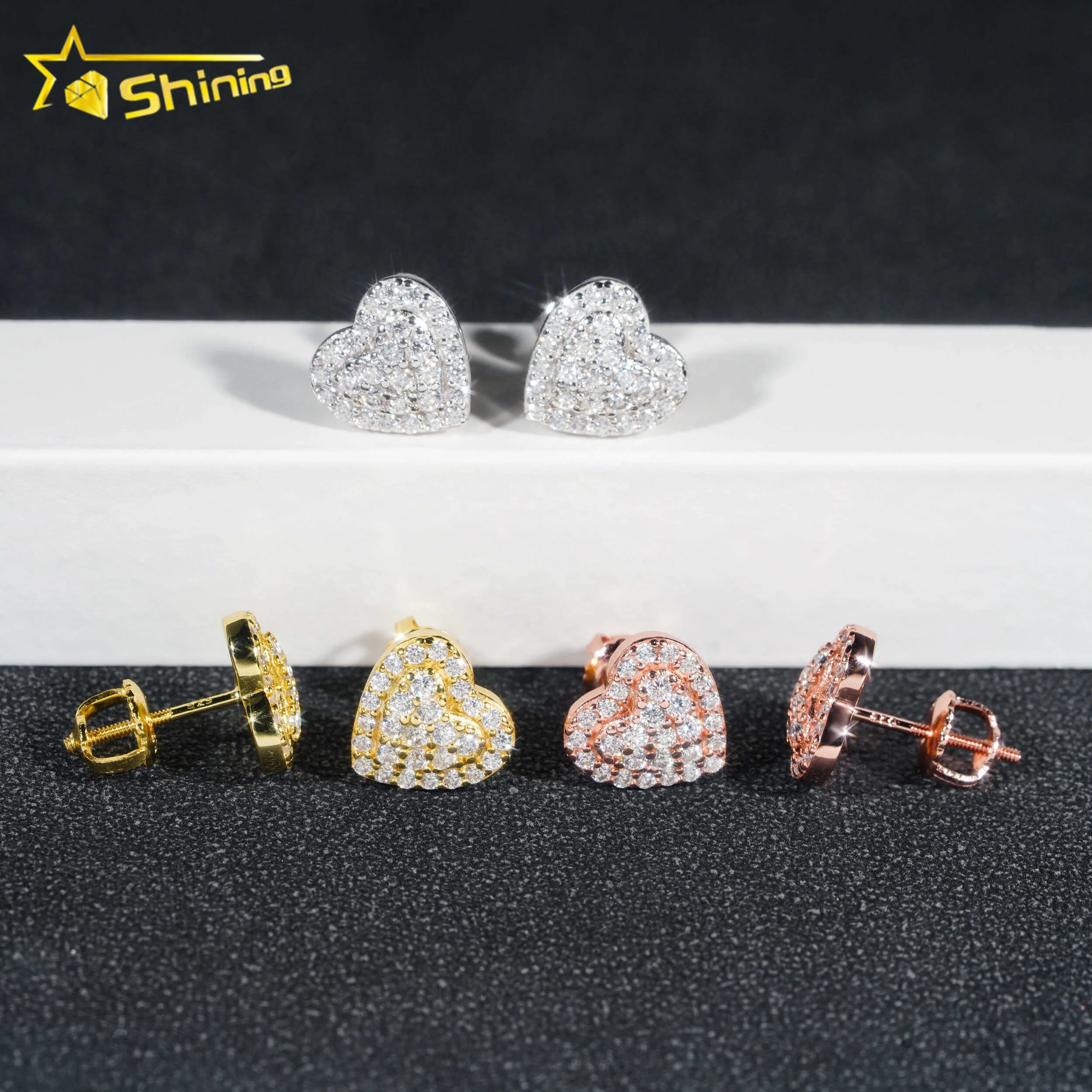 Pass Diamond Tester Wholesale Fine Jewelry 925 Sterling Silver Charm  Diamond Moissanite Stud Earring