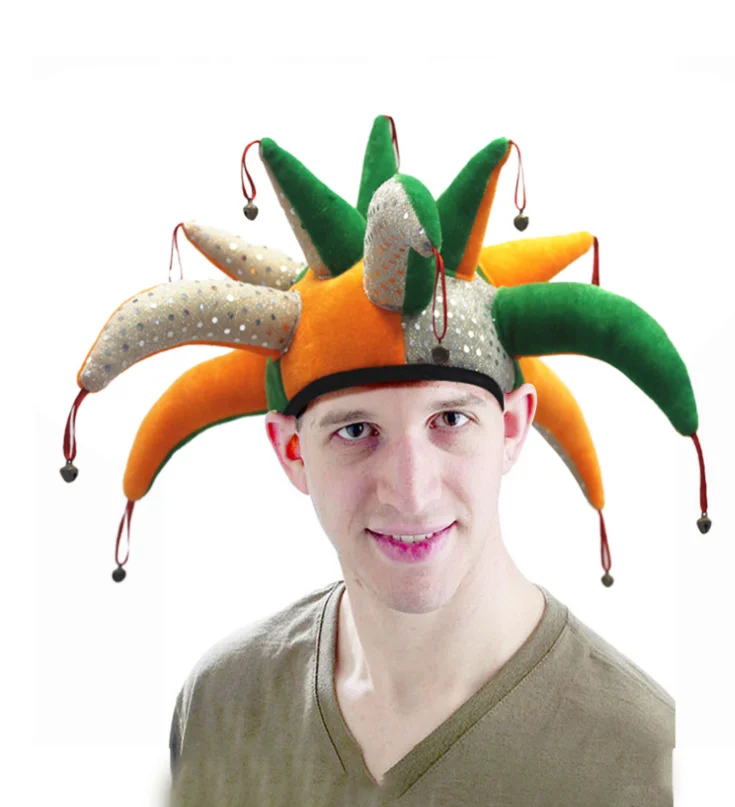 Halloween Sequin Clown Hat Show Tentacle Shape With Bell Hat Easter  Carnival Headwear Performance Party Props