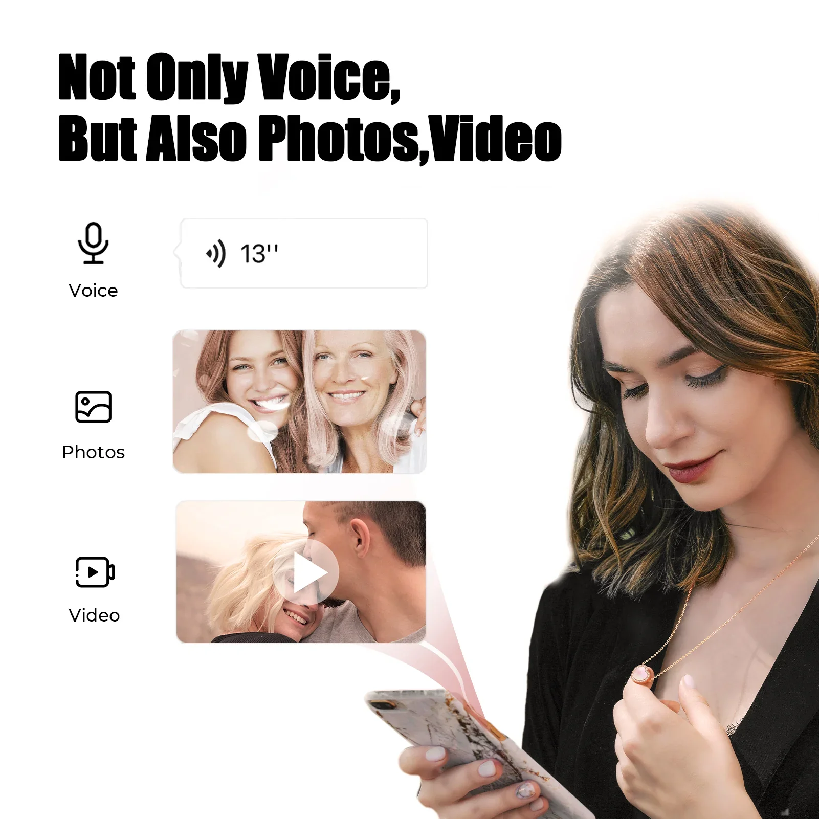 Totwoo Bluetooth Fine Smart Jewelry Set Smart Electronic Gold Heart