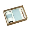 White Tumbler + Blue Notebook + Pen