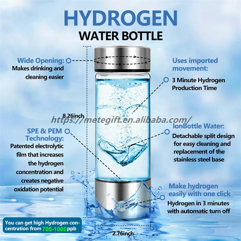 450ml Rechargeable Portable Health Drink Life H2 Ion Molecular Hydrogen ...