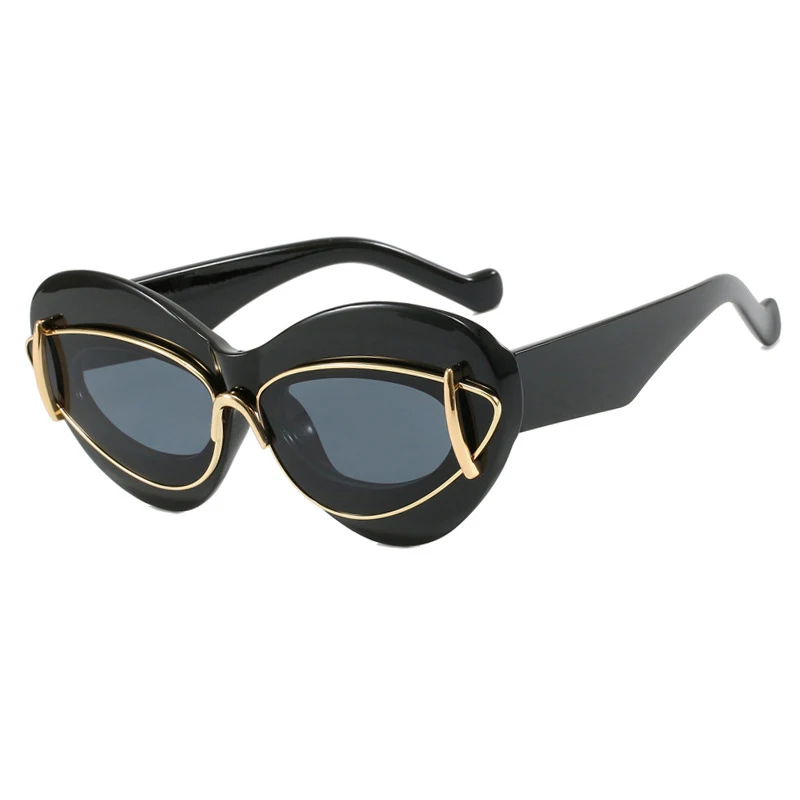 2025 Fashion Leopard Cat Eye Sunglasses - Oversize Eyewear display picture 2