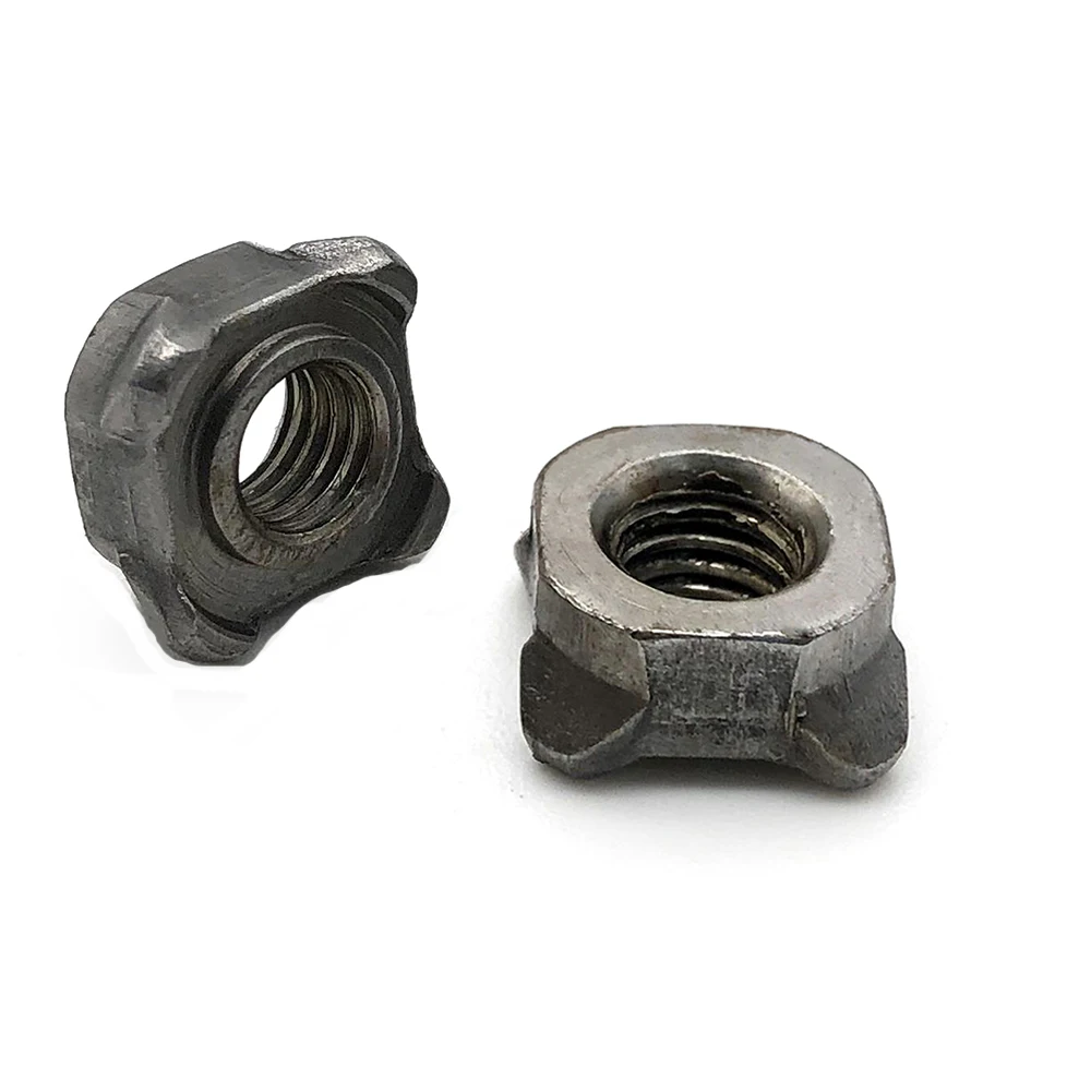 Metric DIN 562 DIN 928 m33 square weld nuts 1/4-20 13/16 stainless steel square spot welding nut with four spot