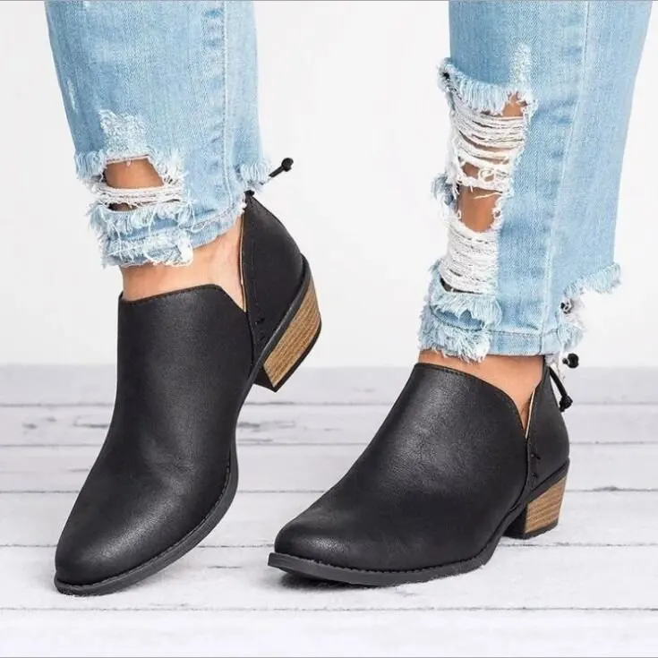 Amazon.com: TOP Moda Botines de tacón bajo para mujer, Beige, 7.5 : Ropa,  Zapatos y Joyería