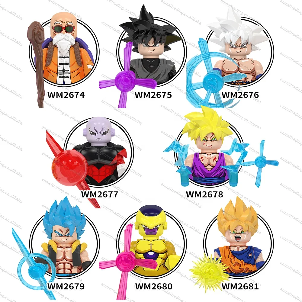 WM Blocks Anime Mini Action Figures DBZ Dragon with Ball Goku Mini Toys Building Blocks Sets for Blind Box Custom Figurine