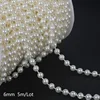 Chaîne de perles rondes en ABS, beige, 6 mm, sachet de 5 mètres