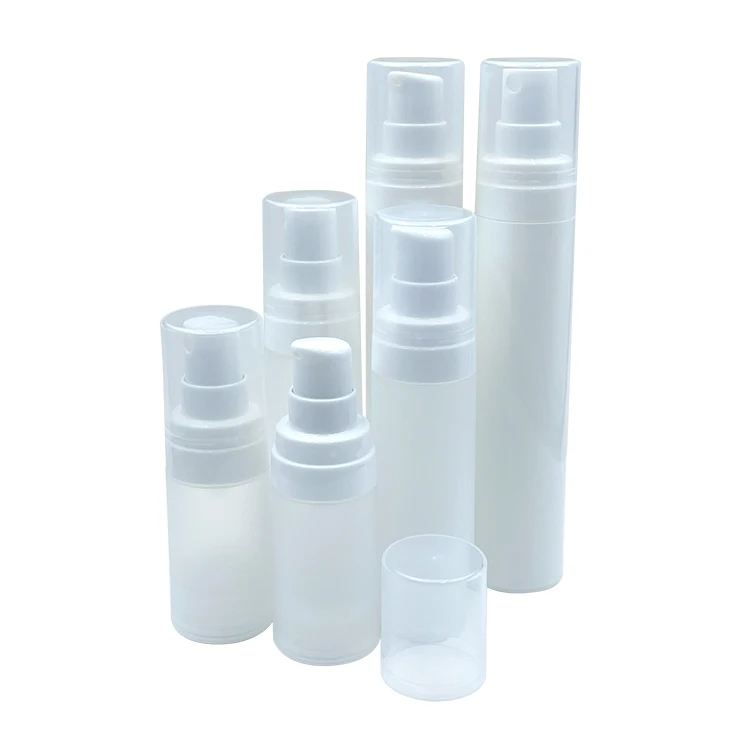 Portable  small capacity 15ml 30ml 50ml PP Plastic Airless Bottle With Lotion Pump Or Spray Pump For Cosmetic Packaging