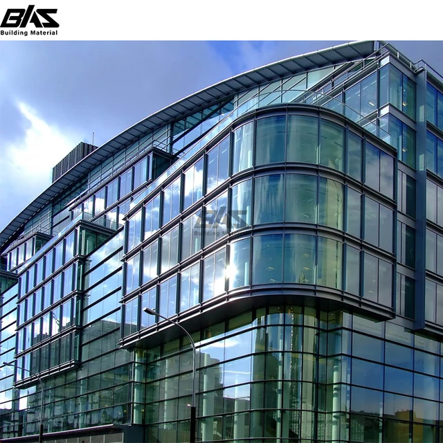 Modern Aluminum Glass Stick-Built Frame Curtain Wall Facade System Exposed Hidden Capped Spandrel Unitized for Villas Stone