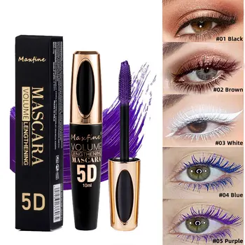 5D Silk Fiber Classic Large Brush Head Black Mascara Waterproof Smudge-proof Thick Natural Curling 5 Colors Fashionable Mascara