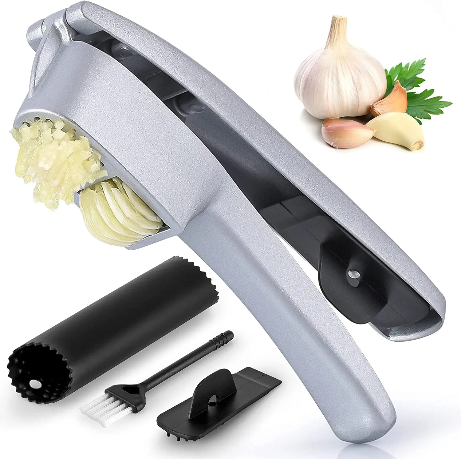 1pc Handheld Garlic Press Crusher, Stainless Steel Garlic Slicer