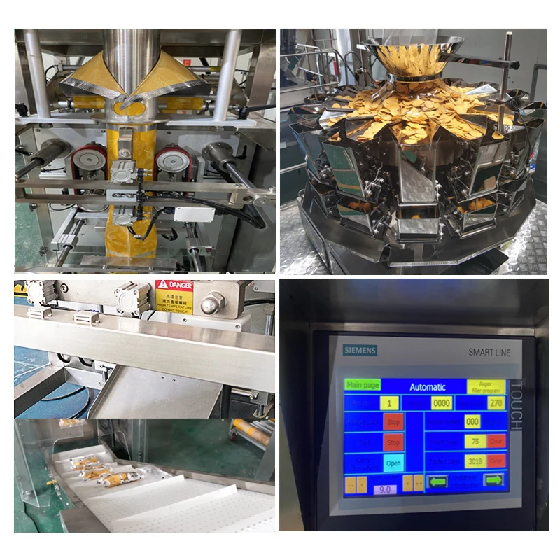 14 Multihead Check Weigher Mental Detector Production Line Pillow Bag Vertical Snacks Granule Printing Date Packaging Machine