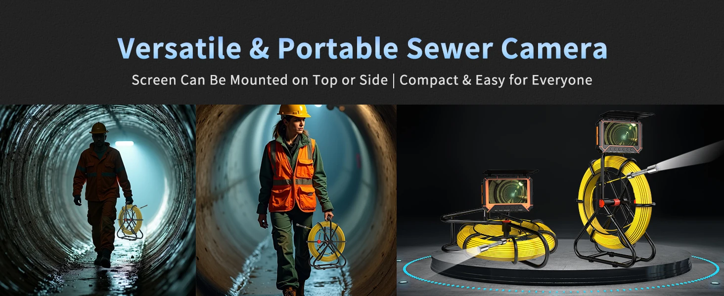 10200mAh Sewer Camera DVR 32GB&Meter Counter 1080P IP68 Pipe Camera With 23mm HD Lens Drain Camera 5inch Monitor 10m/20m/30m/40m/50M Optional details
