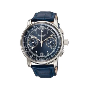 OEM 43MM Sapphire Crystal Glass 5ATM Water Resistant Genuine Leather Men's Chronograph Sports Luxury Quartz Multifunction Watch