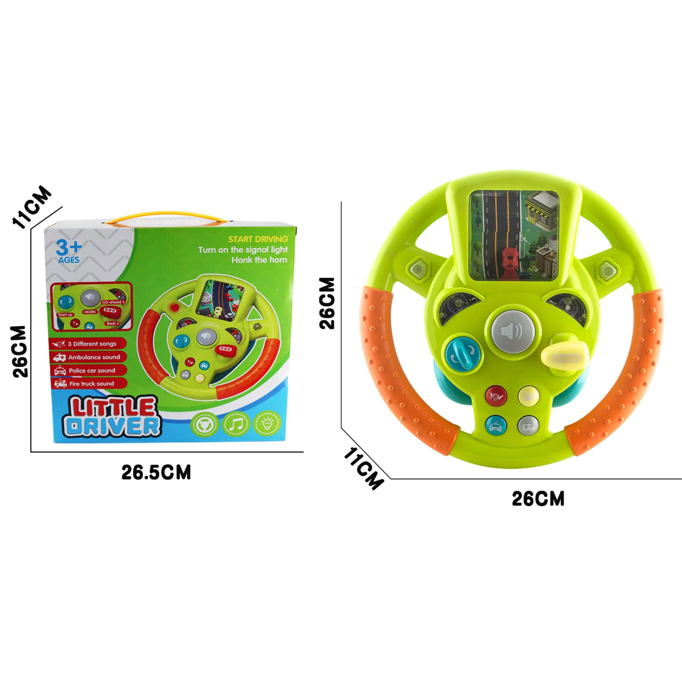 Kids Plastic Toy Steering Wheel With Music Light For Copilot