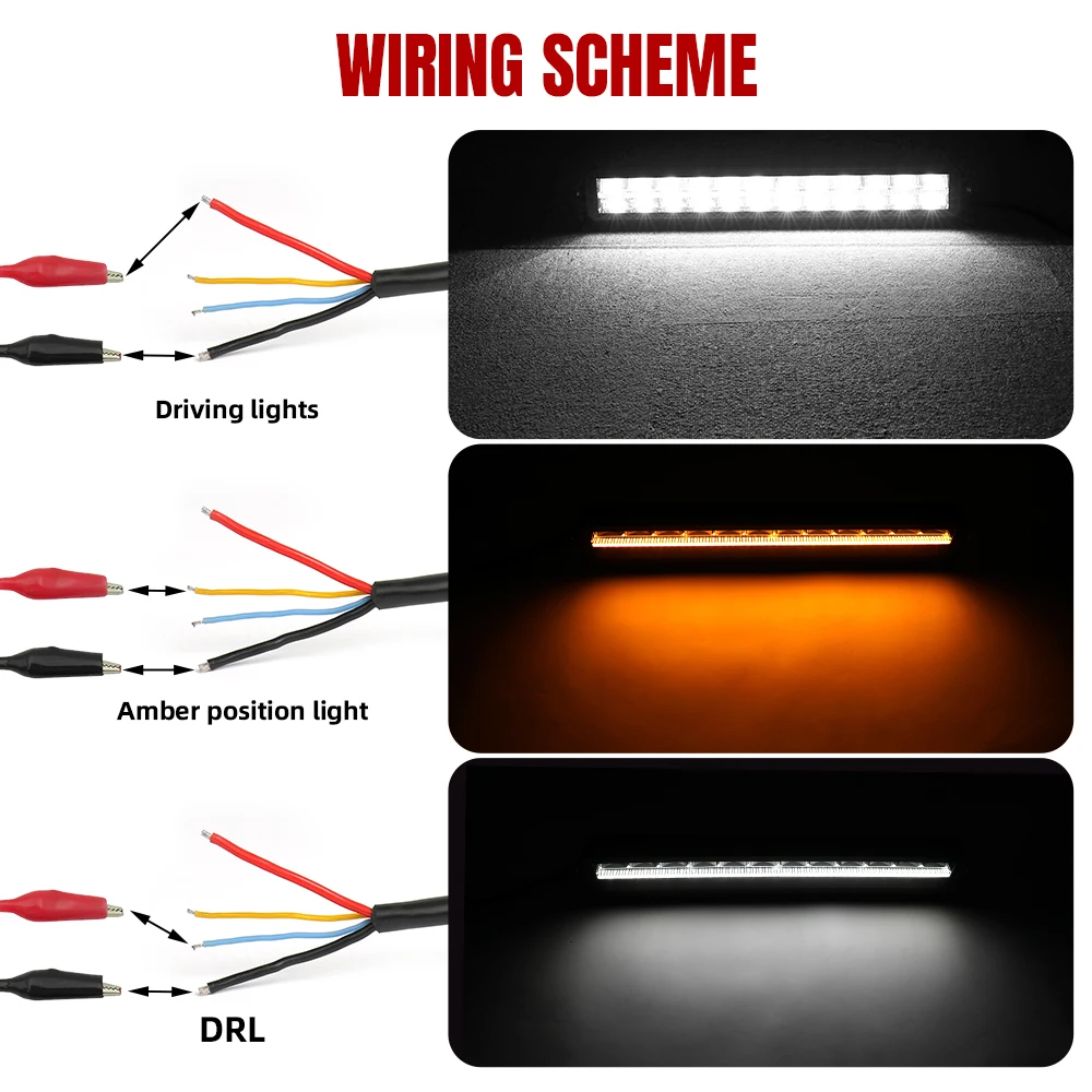 R112 R7 R10 Off Road Led Bar e marked 22'' 32'' 42'' 52 Inch White Amber DRL Piano Key Truck Offroad 4x4 Led Light Bar Position