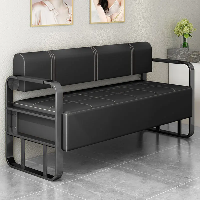 Modern Design Barber Shop Waiting Chair New Internet Celebratory Simple Long Hair Salon Sofa Made of Metal