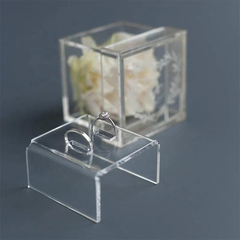 Personalised Clear Acrylic Wedding Ring Box Keepsake