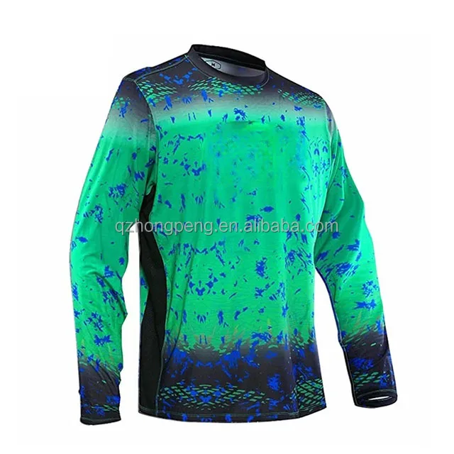 Custom UPF50+ Sun Protection Moisture Wicking Polyester Spandex Fish Clothing Men's Long Sleeve Mesh Vented Uv Fishing Shirt