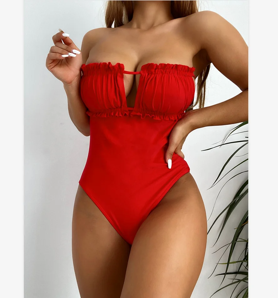 sexy strapless one piece swimsuit