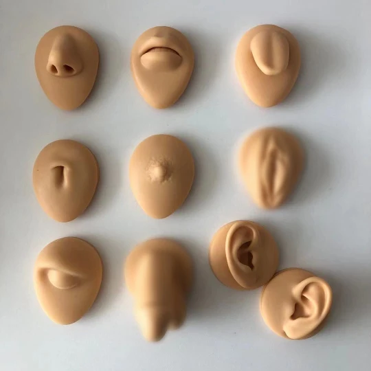 Silicone Model Tattoo Puncture Practice Simulation Human Body Part Silicone Display Ear Nose Lip Navel Silicone Piercing Model