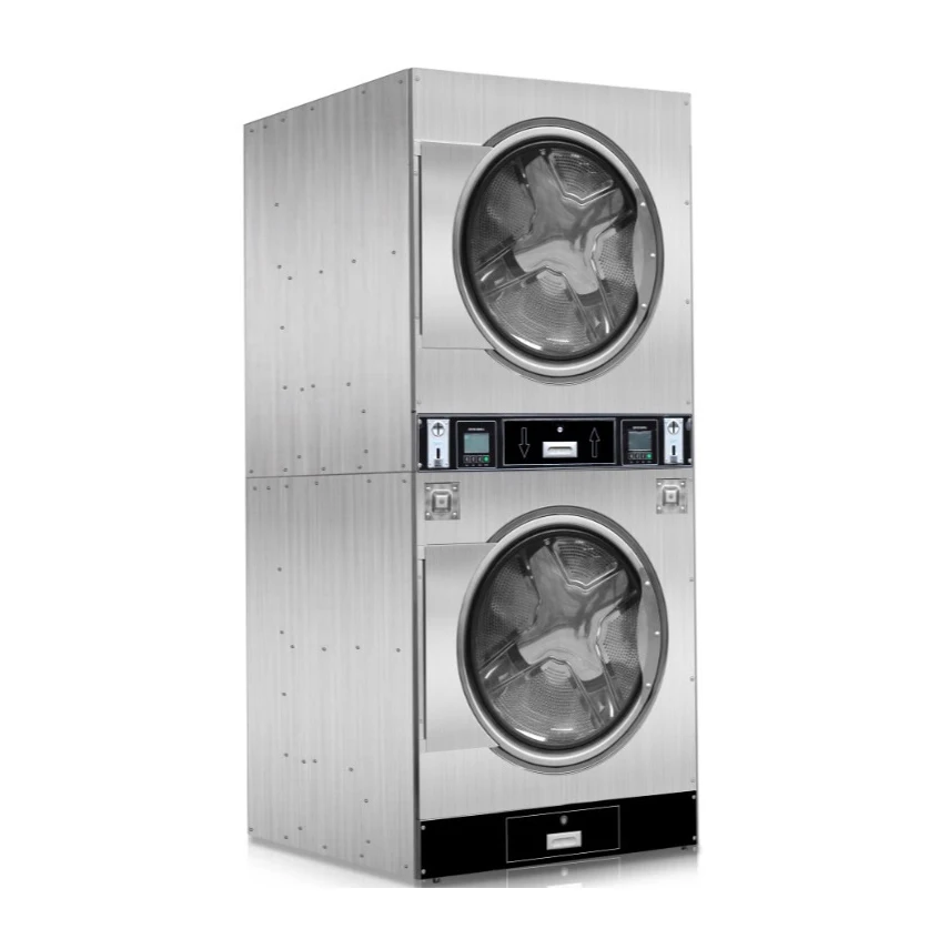 Best Selling Coin Laundry Washing Machine Commercial Dryer Stacking Equipment with Button Screen