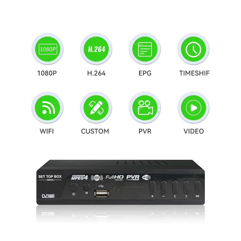 Multilanguage Stb Dvb T2 H.264 Digital signal Tv Tuner Decoder Dvb T2 Digital Tv Receiver Box Wifi Dongle Dvb T2 Set Top Box