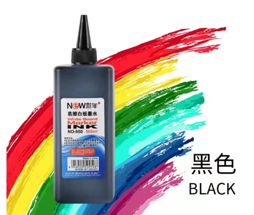 Non toxic large capacity red black blue dry erasable refillable whiteboard ink 500ml