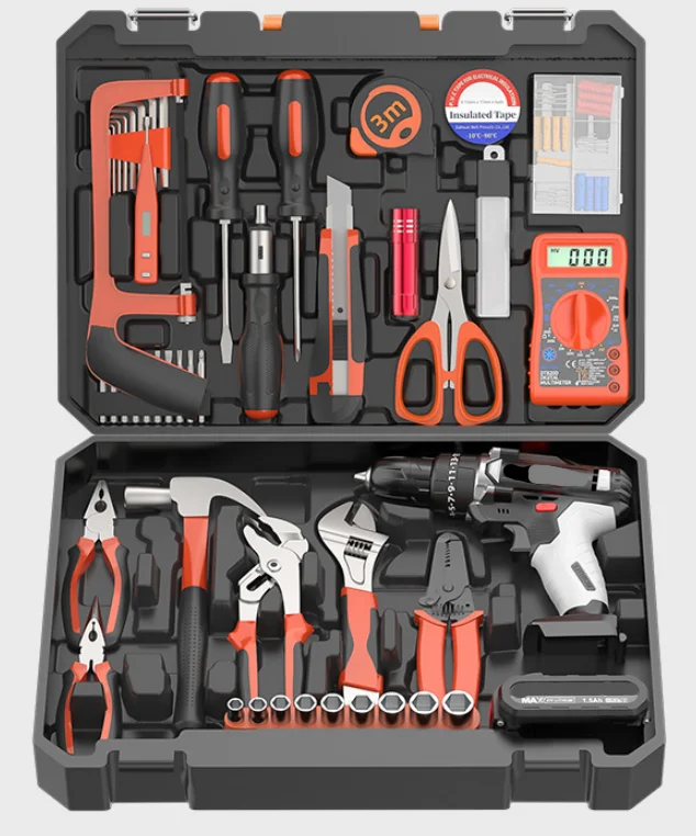 Multifunctional Practical Household Toolbox Complete Set of Electric Hand Tools