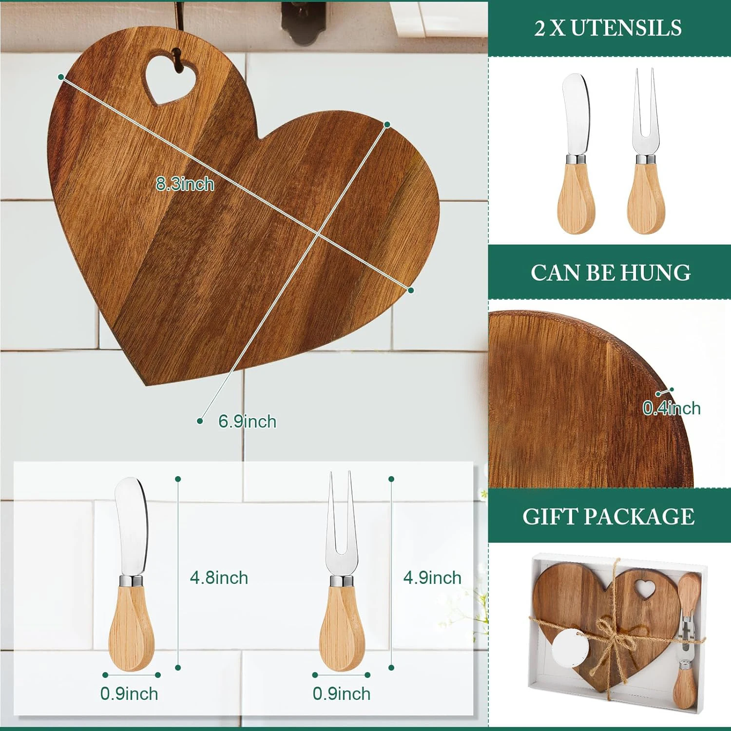 Valentines Day Gifts Wholesale Bridal Shower Favor Acacia Wood Mini Charcuterie Board Cutting Wooden Heart Shaped Cheese Board