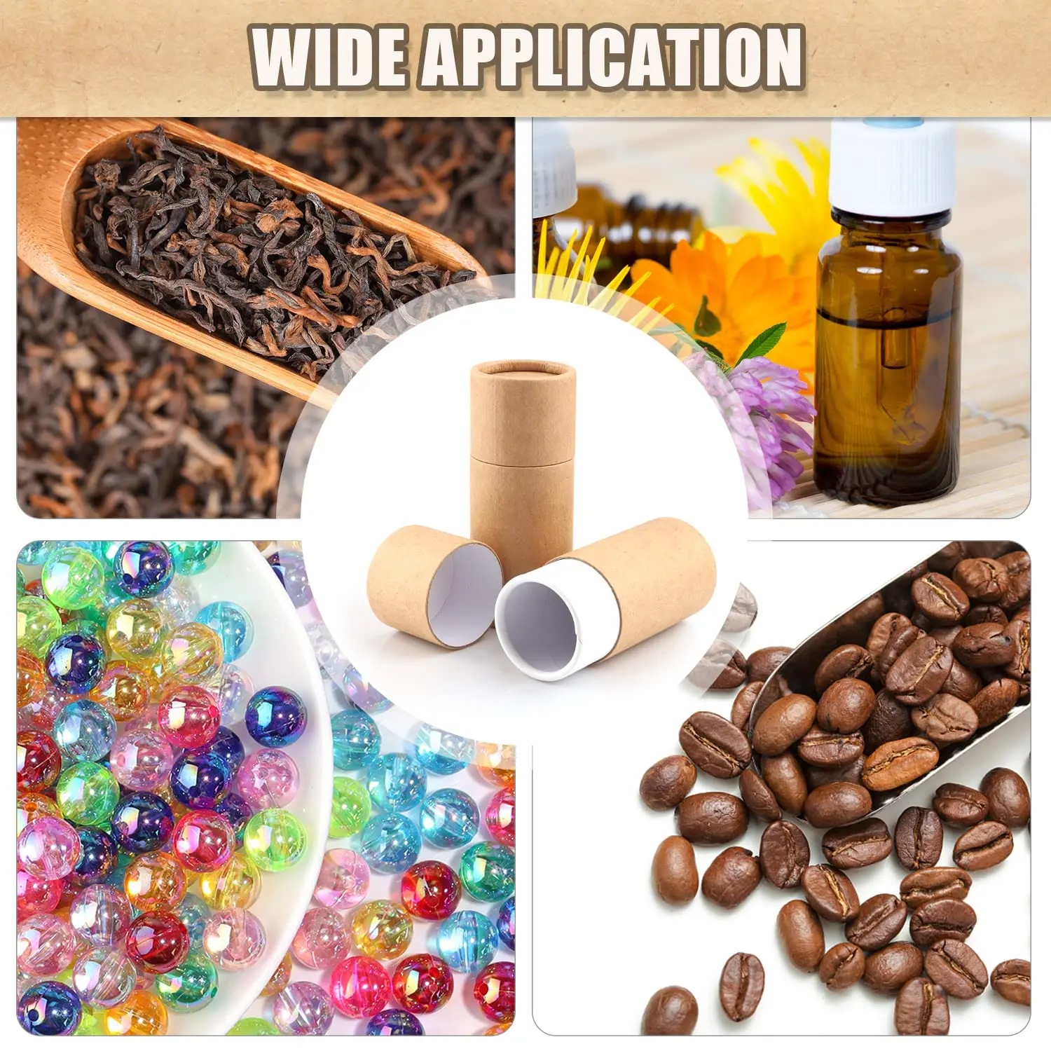 1 Oz/30ml Recyclable Kraft Paperboard Tubes Empty Cardboard Box Container Lid for Packaging Jewelry Pencils Tea Coffee