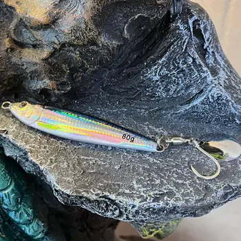UV Metal Jig Lure Spinner Bait with Hooks for Mackerel Sea Fishing Shore Casting 60g 80g – Metal Jig – view 4