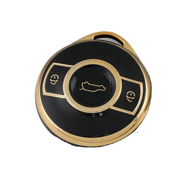 Applicable to Mercedes-Benz Smart No. 1 key case cover ,for Smart No. 1 Car key protection case ,Gold Rim TPU 6D car key case