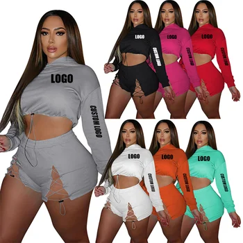 crop tops womens top stacked clothing fashion for sets custom logo two pants fall 2021 women clothes summer 2 piece short set