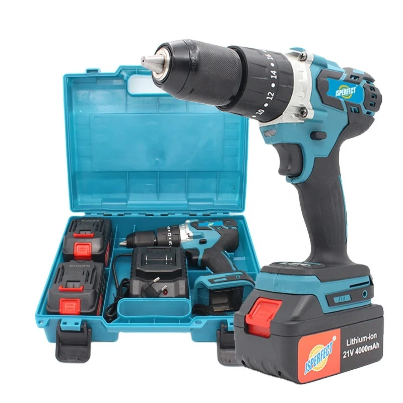 JSPERFECT Brushless Motor Rechargeable Battery 21V Impact Heavy Duty Cordless Drill