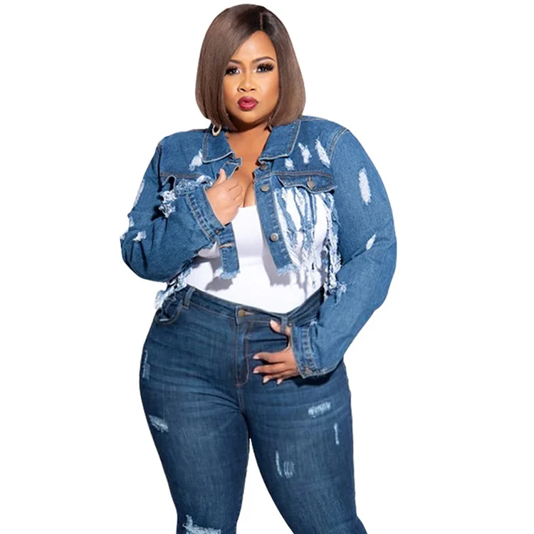 crop plus size jean jacket