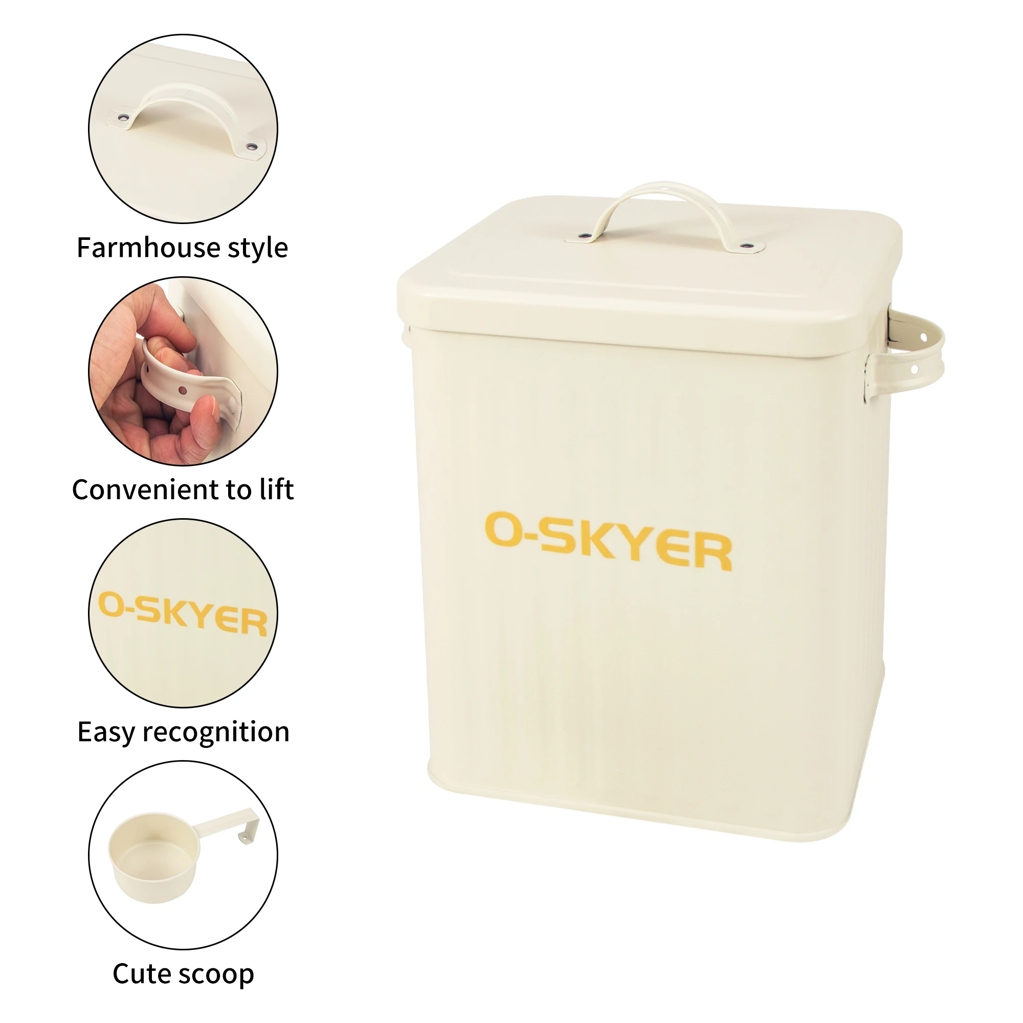 Fashion with Lid Pet Food Bucket Sealing up Storage Container Metal Pet Food Storage Tanks