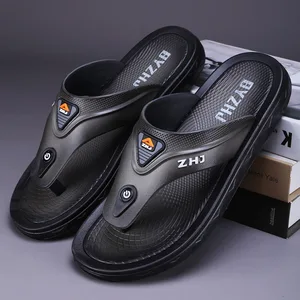 2026 Summer Flip Flops Men Shoes Outdoor Fashion PU Leather Flat Slippers Slides Shoes Beach Holiday Sandals Size 40-45
