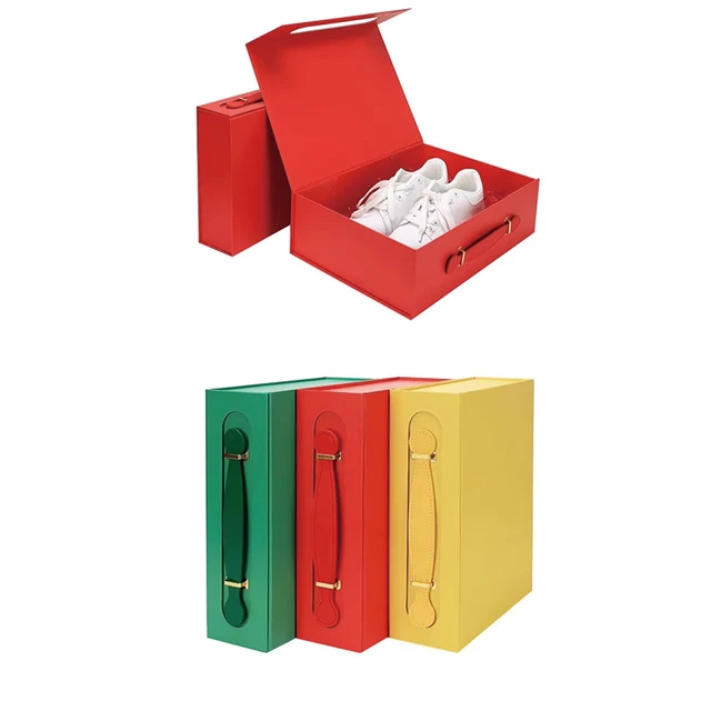 Custom luxury Apparel Packaging Boxes Paperboard Clothes Shoes Matte with Magnetic Christmas Red/Green Gift Box with Handle