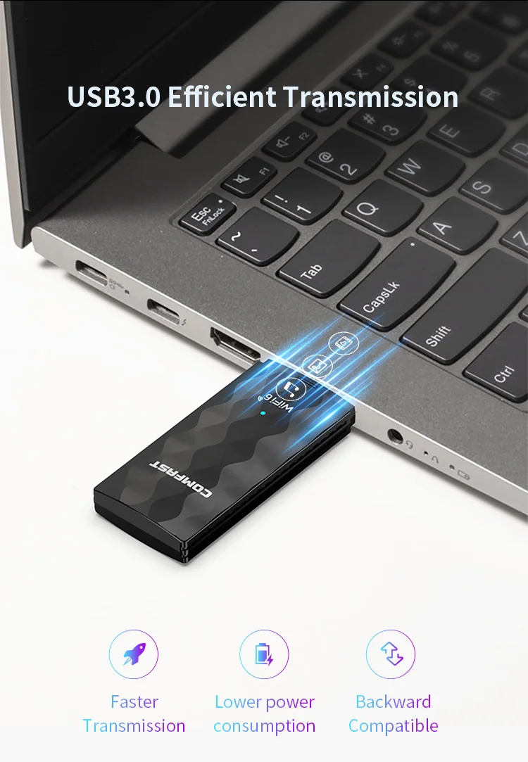 Comfast High Speed MT7921AU AX1800Mbps WiFi Adapter WiFi 6 USB Wireless Dongle