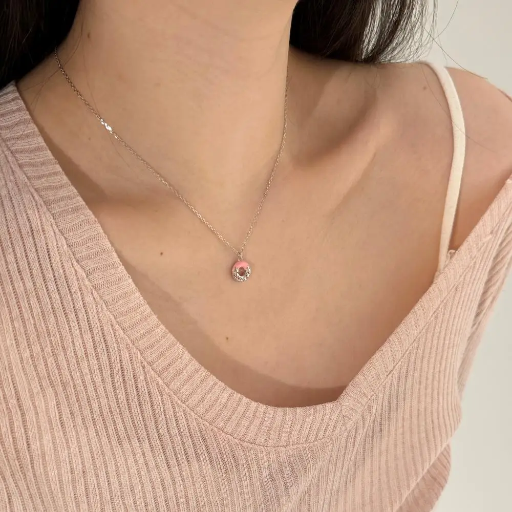 KAKODIY Unique 925 Sterling Silver Fine Jewelry for Women 5A Cubic Zirconia Pendant Donut Shape Necklace detail 5