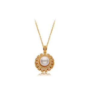Keiyue Pearls Were Set in a Golden Wreath Fine Jewelry  Silver Fashion Jewelry Pendent Necklace for Women
