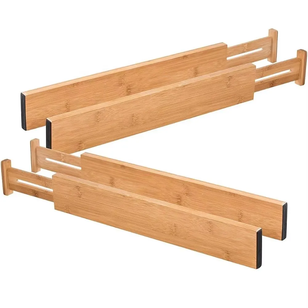 product adjustable bamboo kitchen drawer divider separators organizers expandable 4 dividers drawer organizers for kitchen custom logo-3
