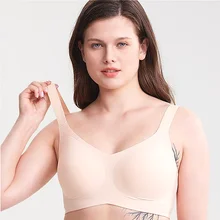 Three Quarters Cup Wireless Daily Bra Seamless Adhesive Wide Shoulder Straps Push up Large Size Bra Women BH for Europe America